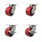 Service Caster 6'' Heavy Duty Red Poly on Cast Iron Wheel Swivel Caster Set with 2 Brakes, 4PK CRAN-SCC-KP92S630-PUR-RS-2-SLB-2 - alternate 1